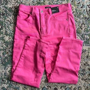 High Rise Cropped Express Pink Mom Jeans